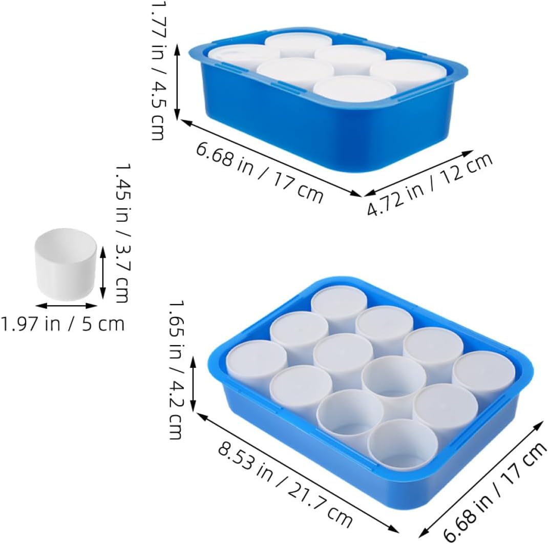 2pcs Artist Paint Palette Watercolor and Oil Painting Mixing Tray with 6 and 12 Compartments, Portable Plastic Paint Station for Outdoor Drawing and Creative Art Supplies