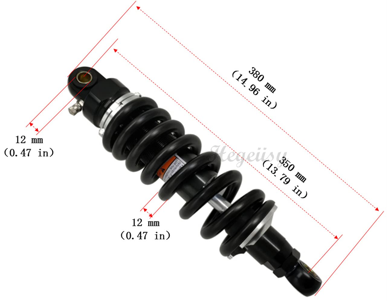 Ammortizzatore Universale Ad Aria Per Moto E ATV – 350mm (13,8 Pollici) Occhio A Occhio – Molla 12mm – Per 50cc A 300cc