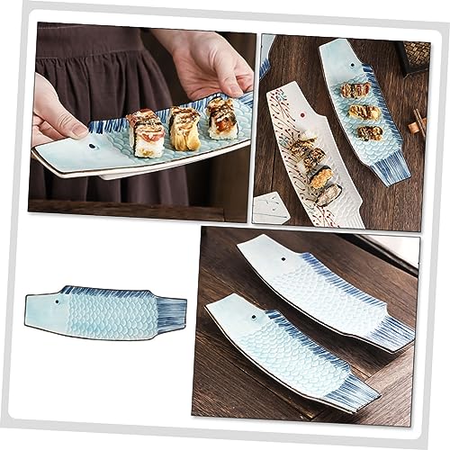 Plato decorativo de cerámica para sushi con forma de pez miniatura 5