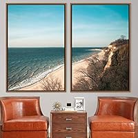 2 Piece Framed Canvas Wall Art Coastal Beach Canvas Prints Home Artwork Decoration for Living Room,Bedroom - 16