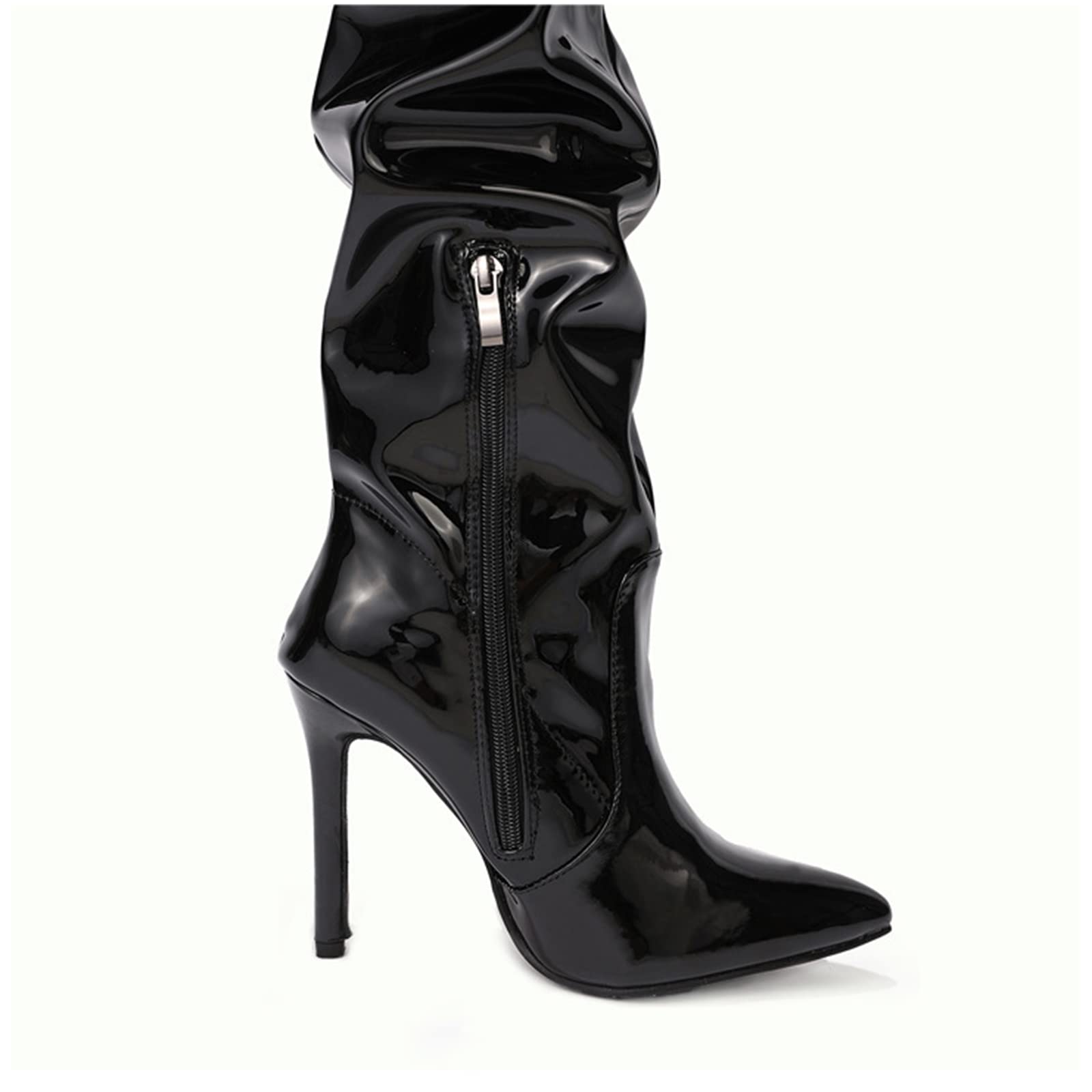 12CM/4.72IN Pointed Toe High Heels Sexy Elegant Women's Knee Boots Nightclub High Heel Boots