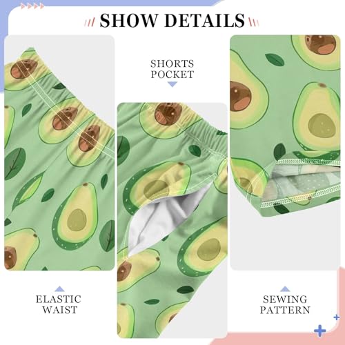 Simple Green Avocado Prints Pajama Pants Lounge Sleep Pants Elastic Waist Long Pajama Bottoms with Pockets for 6-14 Years4