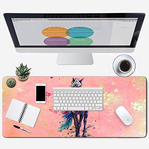 ZYCCW Large Gaming XXL Mouse Pad 31.5"x11.8"x0.15" Picking Hummingbirds Mouse Mat Customized Extended Gaming Mouse Pad Anti-Slip Ergonomic Mouse Pad for Computer (Watercolor Horse)