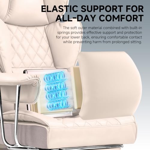 Image of GTPLAYER Gaming Chair,Office Chair with Pocket Spring Lumbar Support, Ergonomic Comfortable Wide Office Desk Computer Chair with Outward Fixed Soft Armrests and Footrest（Gray Pink）