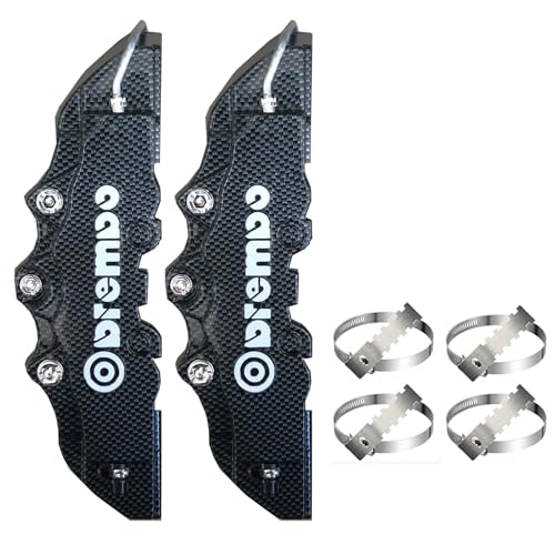 2pc Universal ABS Plastic Car 3D Disc Brake Caliper Covers with Logo Auto Accessories (Carbon, 2pc M/9.5inch)