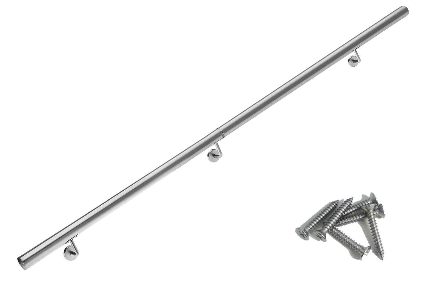 Stainless Steel Handrail Stair Handrail Magtctyae 2M/6.6FT Handrail for Stairs Banister Rail Support Kit Indoor Outdoor Wall Mounted Stair Railing with Brackets Staircase Handrail Chrome Silver