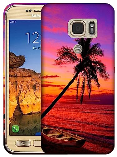SM Cases Compatible with Samsung Galaxy S7 Active Case - Tropical Beach Sunset 3D Printed Design Phone Back Hard Plastic Cover Case for Samsung Galaxy S7 Active. White