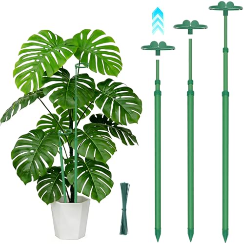 Teleskopische Pflanzenstützen 3 Stück Länge verstellbar von 44cm bis 107 5 cm Stabile Faserglas Pflanzenstütze für Monstera Topfpflanzen Tomaten Gemüse Orchideenstützen mit Klammern