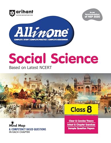 Image of Arihant All In One Science, Social Science, Mathematics, English, Sanskrit, Hindi Class 8th | Based on the latest NCERT Exploring Society India and ... and Competency-Based Questions (Set of 6)