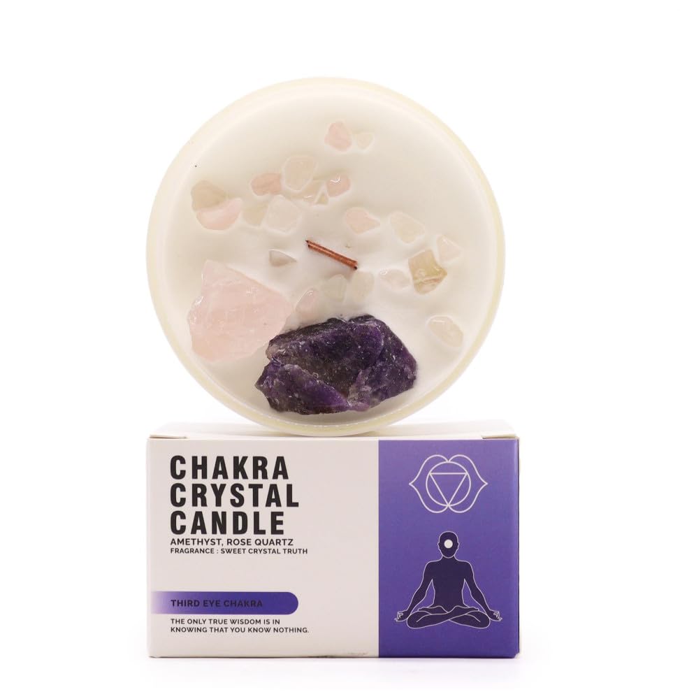 Ancient Wisdom Chakra Gemstone Candles: Radiate Energy, Enhance Meditation, and Align Your Chakras with This Thoughtful Gift (Third Eye Chakra)