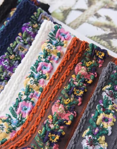 Saturation Floral Socks, Vintage Embroidered Floral Socks, Embroidered floral Crew socks, Cute and Comfortable2