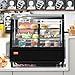VEVOR 3.5 Cu.Ft Countertop Pastry Case ETL NSF DOE Certified Commercial Display Refrigerator with LED Lighting, Turbo, Frost-Free Air-Cooling, Rear Sliding Door, Curved, Black