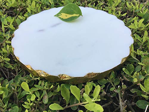 NikkisPride Marble Handmade Trivet, Platter, Jewellery Tray Office Coaster Large 6 Inch Diameter Standard Round