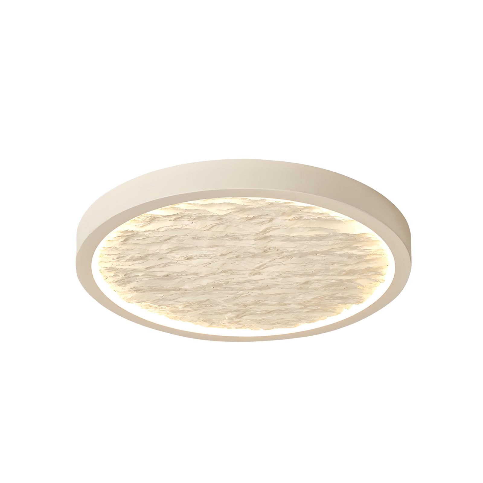 YNVIOZM Modern LED Flush Mount Ceiling Light, 20w/27w/31w, French-Style Carved Design Cream Resin Lighting Fixtures with Rock Textured Finish Ceiling Lamp for Bedroom Kitchen Dining Room Office