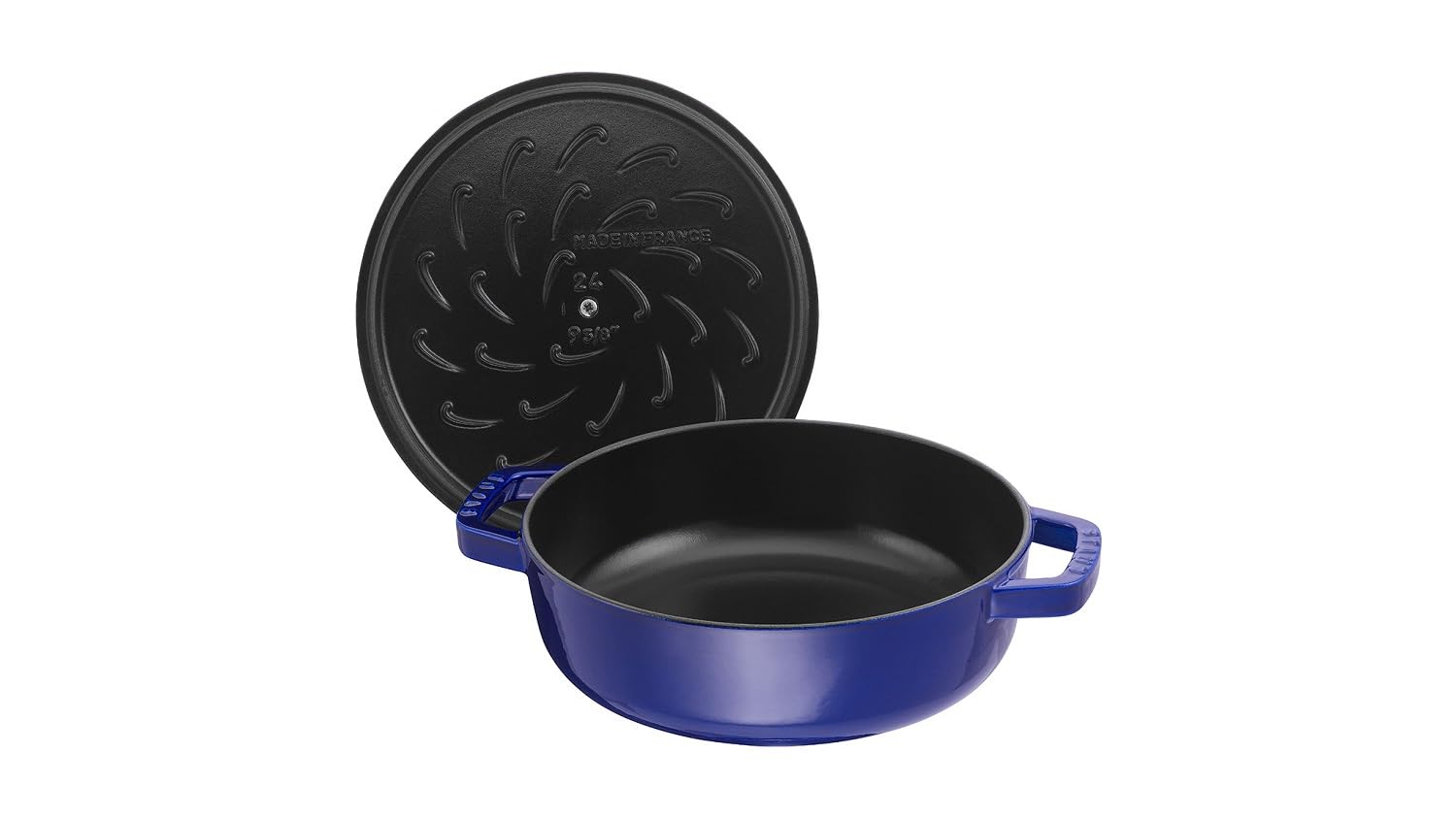 STAUB Schmorpfanne, Chistera Bräter, 28 cm, 3,7 L, Induktionsgeeignet, Aroma-Regen, Made in France, Dunkel-Blau