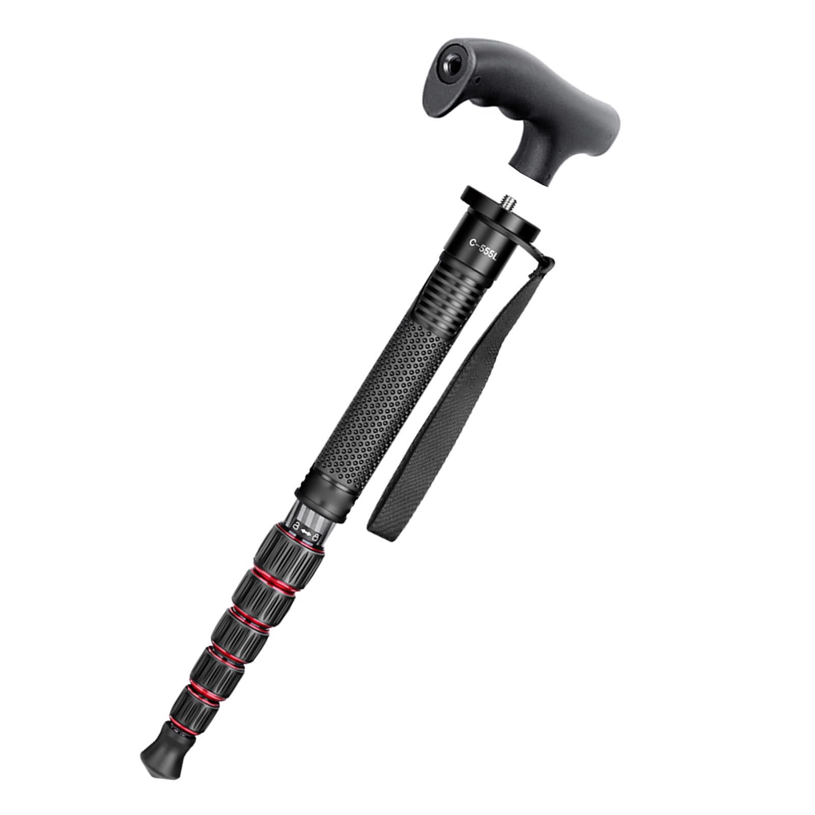 Andoer Monopiede portatile per fotocamera da 61 pollici in fibra di carbonio Fotografia Monopiede per fotocamera Capacità di carico 10 kg 6 sezioni regolabile in altezza con testa rimovibile per