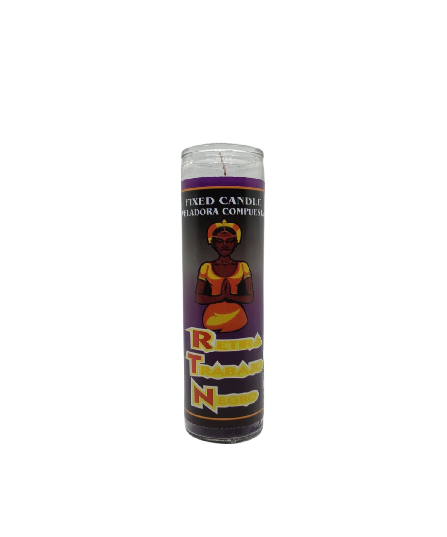 Retira Trabajo Negro Fixed Candle 7 Day Glass Candle Purple Modern Religious