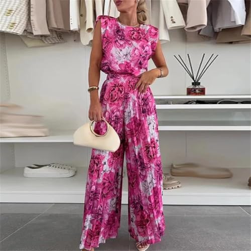 Women Temperament Suit Mujer O-Neck Sleeveless Blouse&Pleat Pants Elegant Solid Color Two Piece Work Outfits2