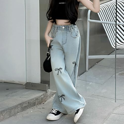 Baggy Jeans for Girls Black Bows Wide Leg Pants Adjustable Waist Coquette Aesthetic Cute Jeans for Girls Teen Denim Pants4