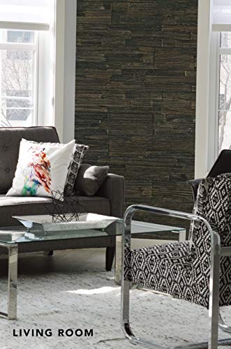 mywoodwall Non-Toxic DIY Wood Wall Paneling Brushed Grain Collection, Timeless Design, 100% FSC Certified Real Wood, Peel/Press Easy Installation, Anthracite, 10.1 sqf (7 Panels - 35-7/16" x 5-7/8")