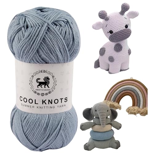 Image of NESTNHAVEN Polyester Blend Cool Knots, Hand Knitting Yarn (1 Ball 100G) - Luxury Yarn For Crochet, Amigurumi, Embroidery, Toys, Garments, Flowers And Hobby Projects (Grey)