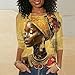 Black History Month Shirts Women Afro African Pride Culture Shirts for Women Melanin 3/4 Sleeve Tops Cotton Crewneck Pullover Blouse
