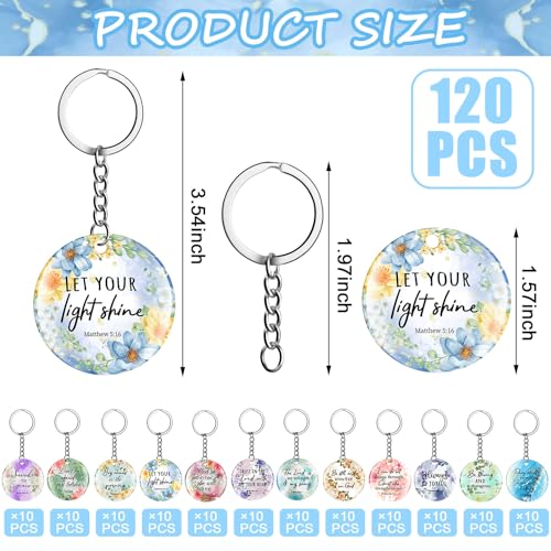Image of Janmercy 120 Pcs Acrylic Christian Keychain Bulk Floral Bible Verse Keychain Religious Scripture Jewelry Gifts for Women Men