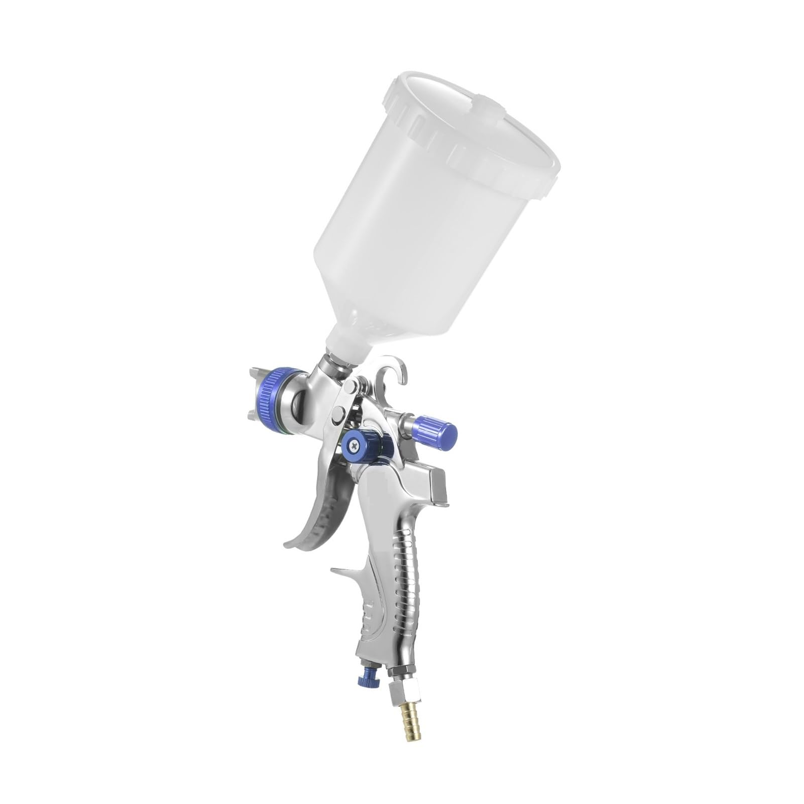 Pistola de pintura azul con boquilla de 2.0mm y taza superior para un acabado liso