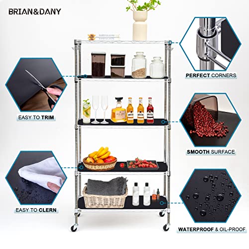 Image of BRIAN & DANY Wire Shelf Liner 14 inch X 36 inch, Heavy Duty Shelf Liners for Wire Shelving, Waterproof Protector Mats, Set of 5, Black
