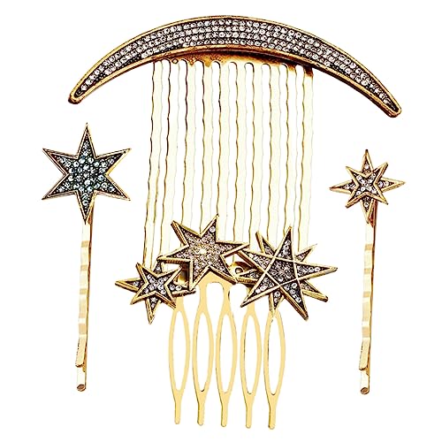 HONMEET 1 セット 星月かんざし 編組用ヘアエクステンション かつら ヘアピン 櫛 編み込み アクセサリー ビーズ ポニーテール 剛毛 巻き毛用ヘアブラシ スタイリング グリッパー 合金