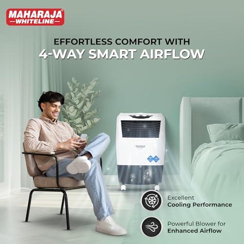 Image of Maharaja Whiteline Frost Air 25 Air Cooler | 22 Litre Anti-bacterial Water Tank | Durable Honeycomb Pads | Submersible Pump Motor | Personal Air Cooler| White and Grey | 2 Yr Warranty