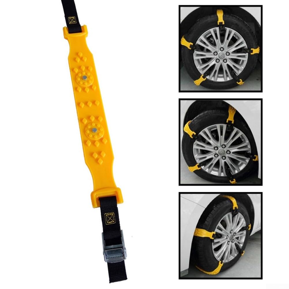 Cadenas de nieve para coche, 10 cadenas de seguridad para neumáticos de coche, antideslizantes, para aliviar la nieve y el barro