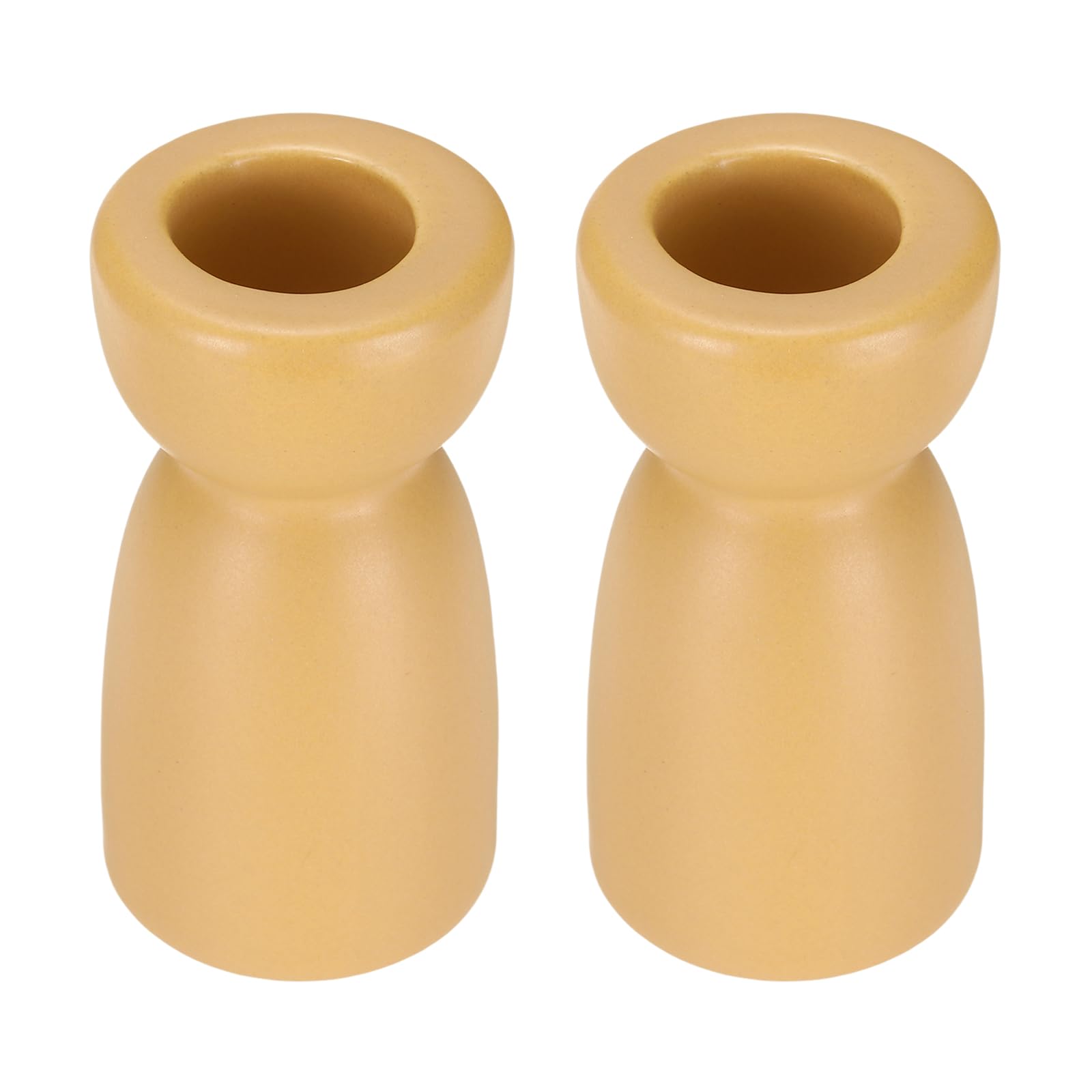 sourcing map 2 Pack Candlestick Holder Light Yellow Ceramic Taper Candle Holder Candle Stand Holders Modern Style Decoration for Centerpiece Tabletops Anniversary