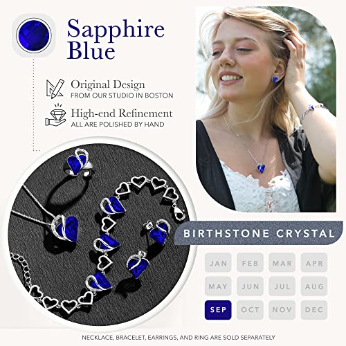 Leafael Infinity Love Heart Link Bracelets, Birthstone or Healing Stone Crystal Bracelet for Women, Silver Tone Jewellery Gifts for Her, 7-inch Chain and 2-inch Extender4