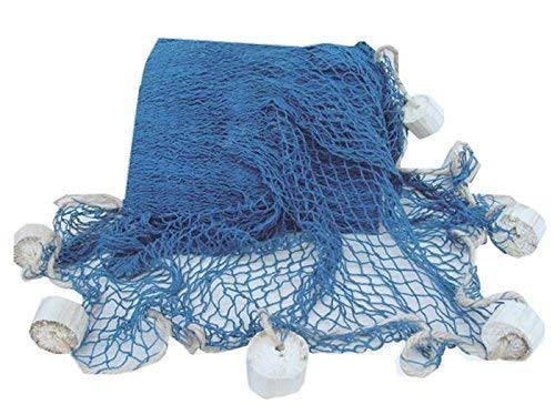 Decorative Fishing Net Blue Cotton, 250 x 250 CM with Holzschwimmern