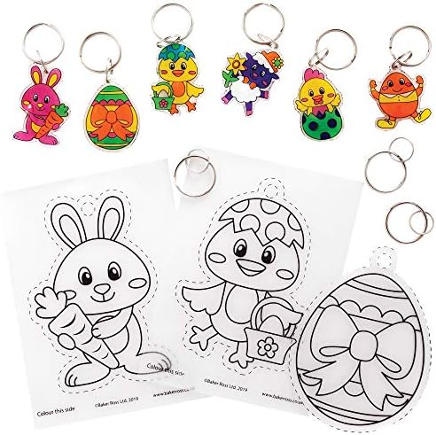 Baker Ross (AT527) Easter Super Shrink Keyrings Easter Crafts, Craft For Kids ,White- Pack of 8