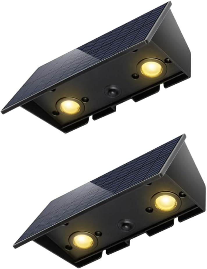 8 LEDs Solar Outdoor Lights Steps Decorative, Solar Deck Lights Waterproof Outside Lamps for Fence Post Yard Garden Wall Walkway, Auto On & Off, Warm White 3000K, 4 Pack