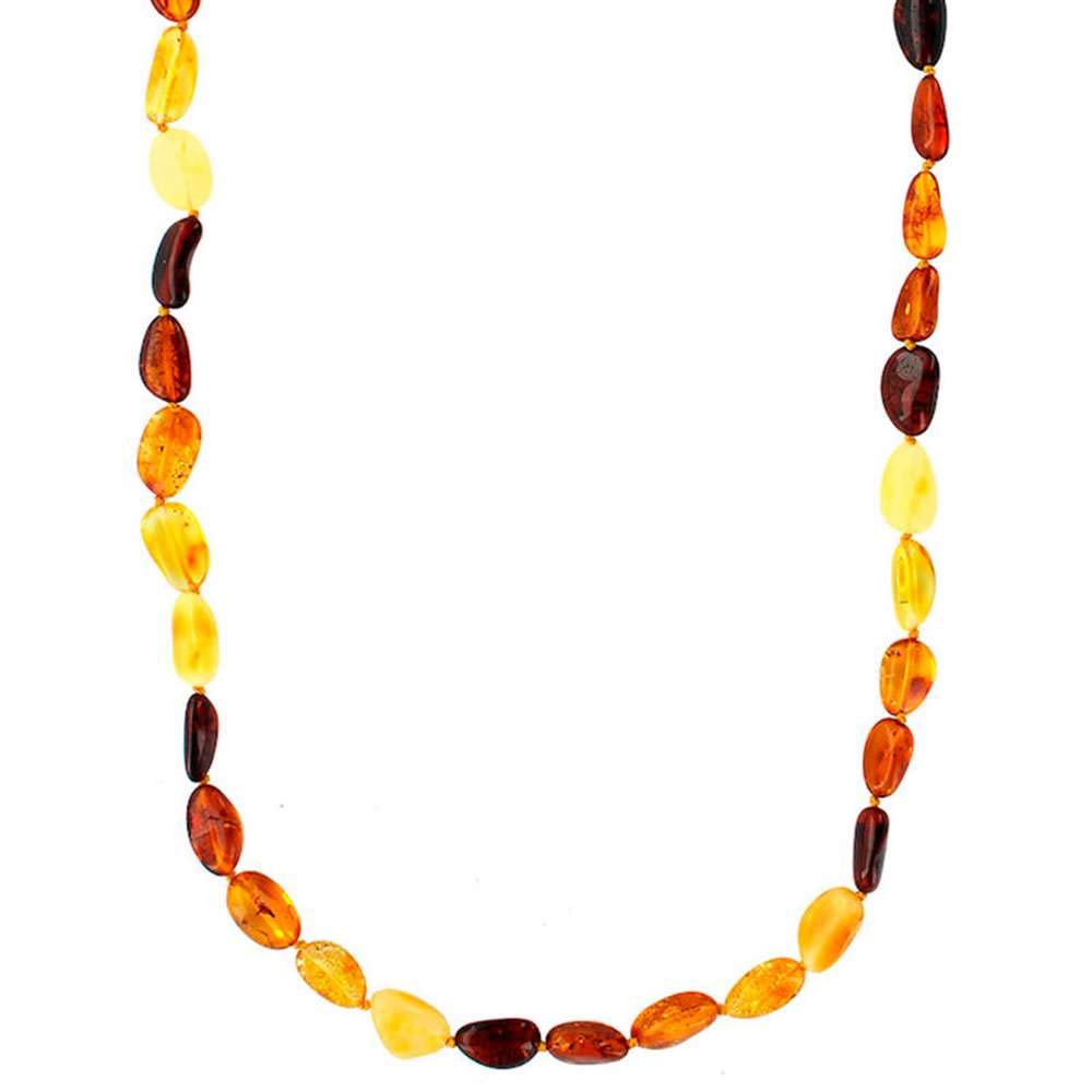 Nature Amber - Collar largo de piedras de ámbar multicolor con cierre de rosca (31710734), Metal