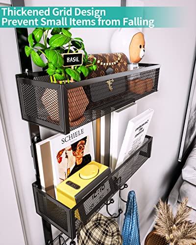 HapiRm Over The Door Organizer with 9 Coat Hooks and 2 Baskets - Image 4