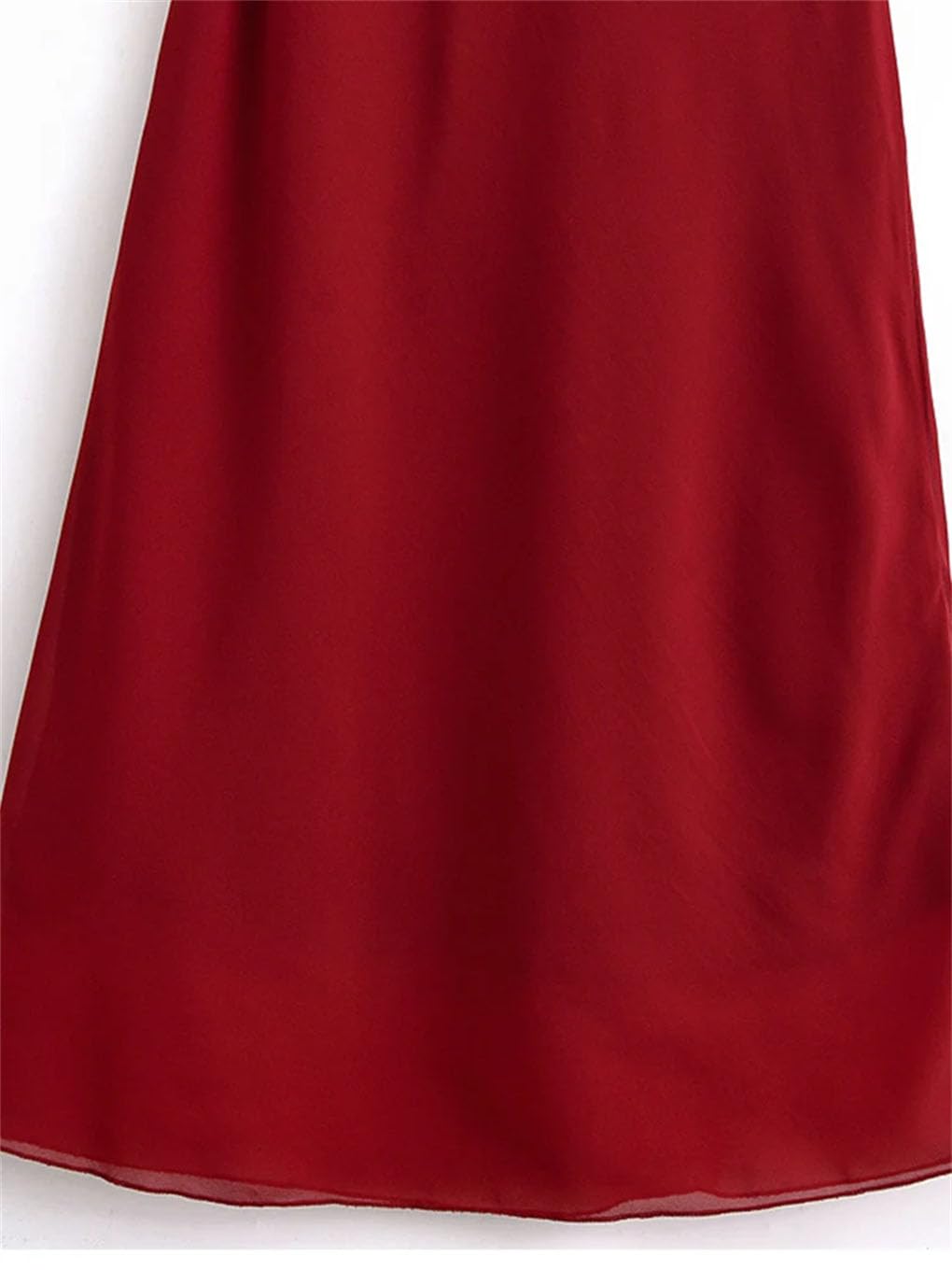 Abito da donna con cinturino midi in chiffon tinta unita con volant e fiocco senza spalline, aderente