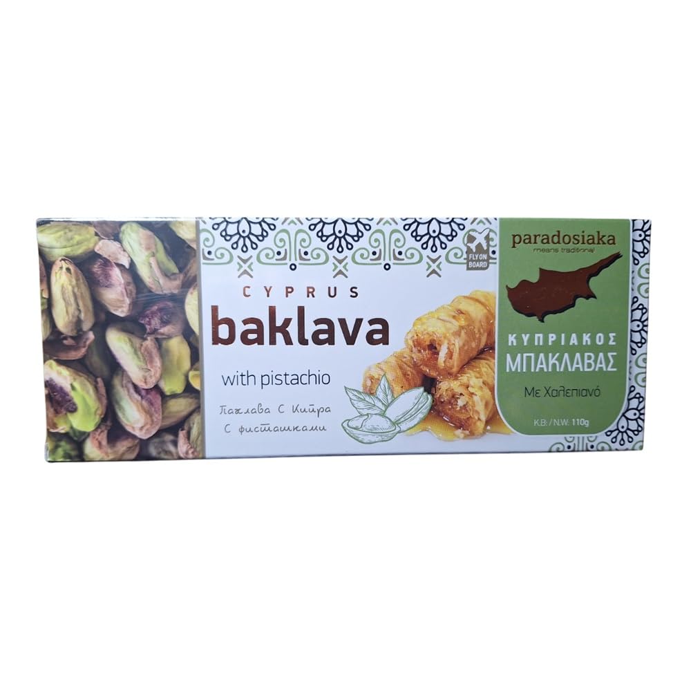 1 Baklava Cyprus con Miel y Pistacho Paradosiaka Postre Dulce - 1 x 110 g