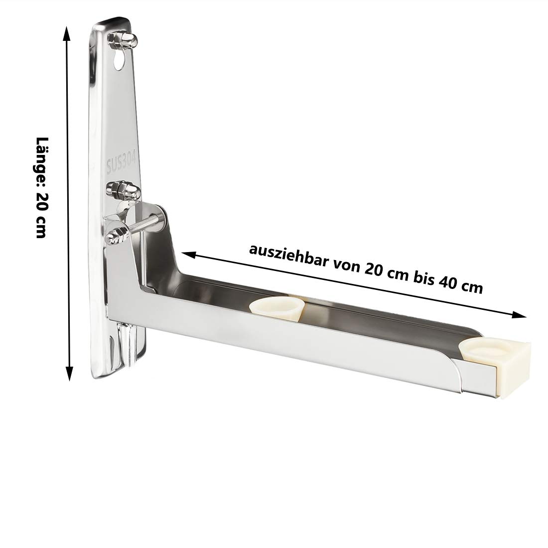 Mikrowellenhalterung aus 304 Edelstahl mit Teleskoparme, Universalwandhalterung für Mikrowellen, Grillofen, Backofen, Wandregal bis 35 kg, Wandmontagehalterung, inkl. Montagematerial, Silber
