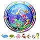 Aolso Wassermatte Baby, Runden Aufblasbare Spielmatten 100 x 100cm, befüllbar mit Wasser,BPA-frei Faltbar Wasserspielmatte,Baby Spielzeug 3 6 9 Monate - Oktopus Stil (Blau)