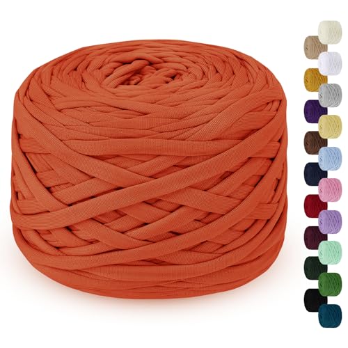 LEREATI Trapillo para Crochet 285g / 100m Hilo Para Tejer a Crochet Hilo Macrame, Cinta Hilo Trapillo Cuerda Macrame para Tejer Cestas de Ganchillo, Bolsos, Colgante de Pared, Mantas (Naranja)