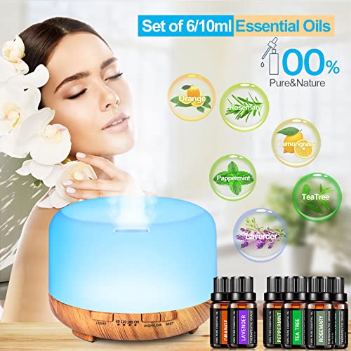 Yikubee Oil Diffuser With 6X10Ml Essential Oils, 500Ml Essential Oil Diffusers, Aromatherapy Diffuser, Diffusers For Essential Oils Large Room #TOP1