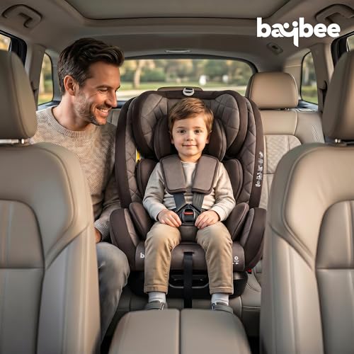 Image of Baybee Convertible Car Seat for Baby 0 to 12 Years with ISOFIX, 3 Position Recline, Headrest Adjustable | ECE R44 /04 Safety Certified | Travel Baby Car Seat for Toddlers Kids Boys Girls (Brown)