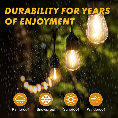 GLSbuld Outdoor Solar String Lights, Patio String Lights with Bright 2W Shatterproof LED Bulbs for Patio, Backyard, Party, Porch, Bistro, Cafe Bar, Garden (Solar, 27 FT) - Image 6