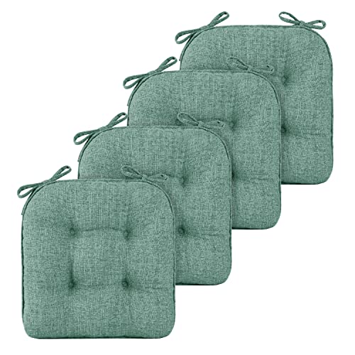 Basic Beyond Chair Cushions For Dining Chairs 4 Pack, Memory Foam Chair Cushion With Ties And Non Slip Backing, 15.5 X 15.5 Inches Tufted Chair Pads For Dining Chairs(Seafoam) #TOP1