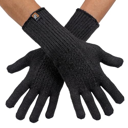 Evolution Knitwear Alpaca Mesh Knit Gloves - Made in the USA - Super Soft Baby Alpaca - Small - Black