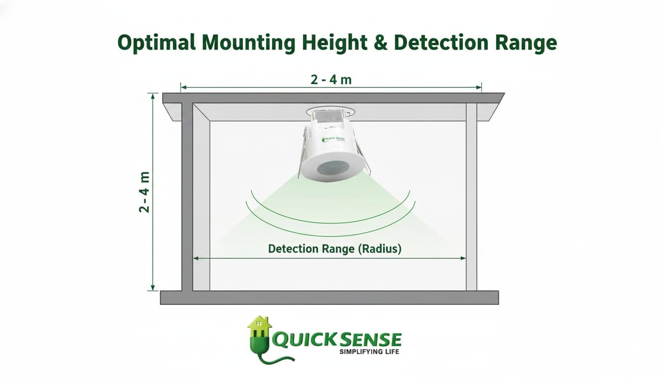 Quick Sense QS-10 Ceiling PIR Motion Sensor | 360° Range | 6m Detection | Automatic Motion-Activated Lighting | IP20 Rating | Non-Adjustable | Set of 2 4